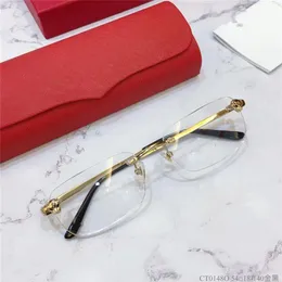 Designer Augenbrillen Frames Herren Womens Leopord Form Randlosen optischen Rahmen Top -Qualität Quared Brand Designer Rezept Brille 2761
