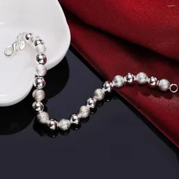 Strand HXH QRX 925 Sterling Silver Retro 8M Sandy Light Beads Bracelet for Women Wedding Complement Party Jewelry بالجملة
