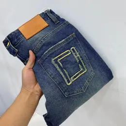 Designer classici jeans maschile nuovi stampati di lettere pesanti jeans sciolte elastico dritta wear pantaloni casual sport