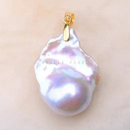 Baroqueonly Hand made 925 silver sterling Natural baroque shaped pearl pendant big size white Simple retro clasp necklace PZNA 231222