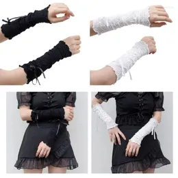 Knee Pads Women Lace Floral Bowknot Arm Sleeve Girls Summer Sunproof Cover Elegant Banquet Decor Removable Elastic Cuffs Sleeves