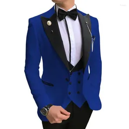 Herrenanzüge 2023 Anzug dreiteiliger (Blazer Hosen Weste) mit dem Höhepunkt des Slim-Fit-Model Business Groomsman Grooms Hochzeitskleid von Revers.