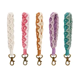 Handmade Macrame Hobo Wrist Strap Keychain Lanyard Crochet Key Accessories Wholesale Anti-Lost Wristband Key Chains For Women