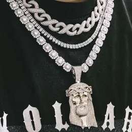 Jesushuvudhängen av hög kvalitet full av zirkon 80mm High Pendant Män och kvinnor Hip Hop smycken halsband252j