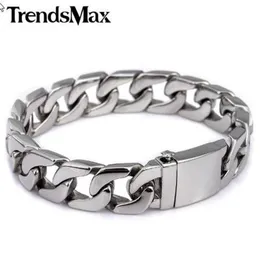 Trendsmax 13 мм 316L браслет из нержавеющей стали Мужской браслет Ограничение серебряного цвета HB83258C