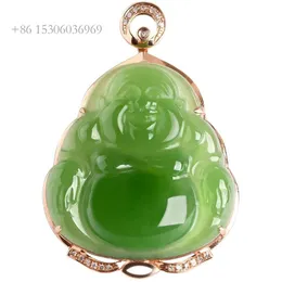 Natural Hotan Jade Jasper Buddha Pendant Gold Inlay Fashion Accessories Give Appraisal Certificate D463