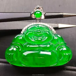 Diamond a jadeite ruyi guanyin oro oro verde verde viola giacca buddha collana