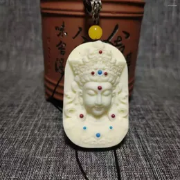 Charms naturlig elfenben frukt hand snidning guanyin bodhisattva hänge diy smycken halsband charm bil hängande ornament hantverk samlarobjekt