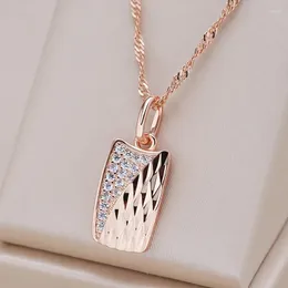 Pendant Necklaces Kinel Square Necklace For Women 585 Rose Gold Color With Natural Zircon Accessories Ethnic Bride Wedding Jewelry