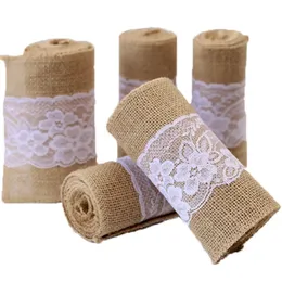 15x240 cm Ribbon di lino naturale 1234510rolls sedia da sposa giuta vintage fascia tavolo di Natale bandiera fai da te artigianato decorazioni per bowtie 231222