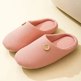 Slippers 2023 Button -Mute Cotton Women Slides Lids Loder Lock House House Living Room Обувь Гость, мостущая для дома, обувь для домашних мужчин
