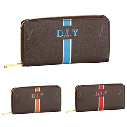지갑 개인화 줄무늬 편지 사용자 정의 DIY 맞춤형 개인화 된 사용자 정의 이름 Zip Wallet 카드 케이스 A5