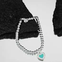 S925 sterling silver love heart designer bracelet bangle jewelry lovely blue pink red hearts 4mm beads tennis charm elegant bracelets bangles