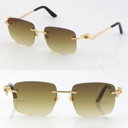 2021New Rimless Unisex Fashion Leopard Series Sunglasses Metal driving Vintage glasses High Quality Designer UV400 Frameless Diamo300z