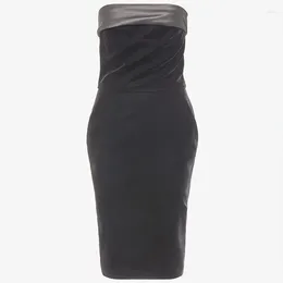 Sukienki swobodne Modna czarna aksamitna sukienka wieczorowa Kobiety wysokiej jakości bez rękawów Mini torba biodra 24Spring Ubrania