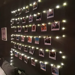 1set, 20 LED fotoğraf ipi ışığı, USB pille çalışan peri ışık, klip ışık ipi, asılı resimler, yatak odası duvar dekoru, düğün doğum günü partisi Noel dekorasyonu.