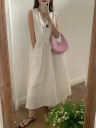 Casual klänningar kvinnors vintage sommarlånga tankklänning textur sensation ärmlös flare hemline maxi sundress