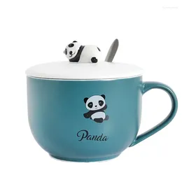 Tassen große Kapazität Tasse mit Deckel Spoon Tasse süße Panda Kaffee Boba Cups Milk Tee Frühstück Getränkwaren Neuheiten Geschenke