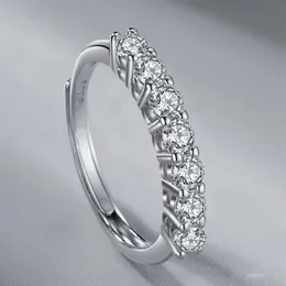 Японский и корейский стиль S925 Серебряный Moissanite Row of Diamonds Ring Ring Женский простые персонализированные сладкие благородные украшения женский подарок 187t