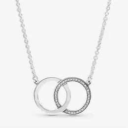 100% 925 Sterling Silver LOGO Intertwined Circles Necklace Fashion Women Wedding Engagement Jewelry Accessories250i