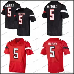 Texas Tech 5 Patrick Mahomes II College Football Jersey Vintage University Ed C 패치 블랙 레드 흰색 회색 남성 셔츠 메시 S-X