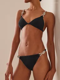 여자 수영복 허리가 낮은 허리 마이크로 블랙 비키니 세트 2023 여름 여성 패션 수영복 및 덮개 해변 착용 휴가 Biquini Sexy