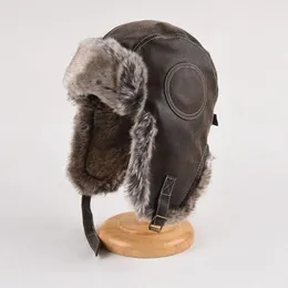 Baskenmütze verdicken warme Leder Ski Ushanka Hutschutz