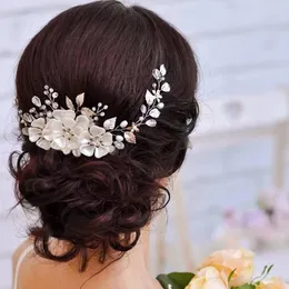 Clipes de cabelo ailibride Flor Crystal Pearl Banda para o casamento Tiara Vine Vidada Mulheres Jóias de Jóias da Noiva