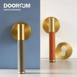 Dooroom Brass Leain Leaver Frek Set Modern Light Luxury Multi Colors Bedroom Banheiro Madeira Dummy Handle 231222