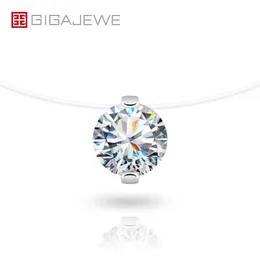 GIGAJEWE Moissanite Christmas Necklace 3 0ct 9 0mm VVS1 EF Color Pendent Round Cut Fish Line GMSN-008316b