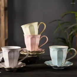 Tazze di tazze professionali set per il tè pomeridiano caffè caffè con piatto di moda in ceramica grossolana