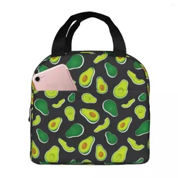 Dinnerware Avocado Black Lunch Bag Insulated With Compartments Reusable Tote Handle Portable For Kids Picnic School