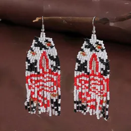 Серьги с серьгами кисточка вязание вязание бисера Serpentine Retro Bohemia Geometry сплав Maam Rice Bead