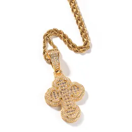 Hip Hop Cross Pendant Halsband Kvinnor Män gåva Full 5A Zircon 18K Real Gold Plated Religion Jewelry Gift