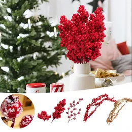 Decorative Flowers 5PCArtificial Red Fruit Cuttings Berry Christmas Tree Wreath Rattan Diy Material Flower Vases With Artificial