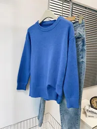 女性のセーターブループルオーバーニットセータービンテージハラジュクY2Kファッション90S美的ソリッドカラー長袖服