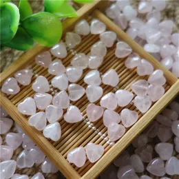 100pcs Lot Whol 8 mm naturalny kamień Rose kwarc serce Trought Hole luźny kamień szlachetny do bransoletki biżuterii DIY301O