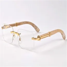 Vetro a specchio semplice in legno di bufalo intero classico in legno di moda rettangolo senza bordo degli occhiali da sole Lunettes de soleil size 55-18-140mm235W