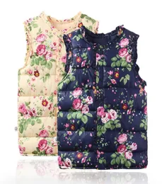 Retail Children vest girls floral printed waistcoat Fashion new baby kids ruffle collor thicken vest outwear kids waistcoat A02375421614