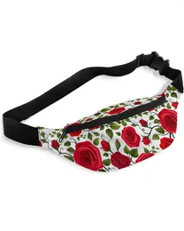 Waist Bags Valentine'S Day Flower Red Rose For Women Man Travel Shoulder Crossbody Chest Waterproof Fanny Pack