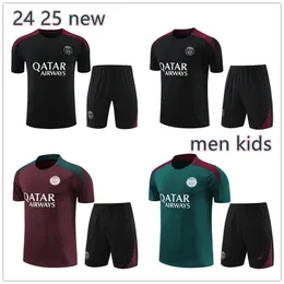 2024 2025 Neue PSGE -Männer und Kinder kurze Ärmel Trailsuit 24 25 Paris Sportswear Training Suit Soccer -Trikot -Uniform -Fußball -Fußball -Sweatshirt -Sets für Erwachsene