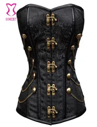 عتيقة Brocade Black Gothic Corset Burlesque Korsett للنساء بالإضافة إلى الكورسيهات الحجم و stufiers steampunk الملابس 3xl corselet9860366