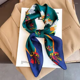 Schals quadratische Schal Frauen Frühling Seidengefühl Haarbänder Foulard Bandana kleiner Nacken Kerchief Elegante Blumendruck Bufanda