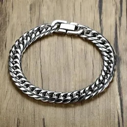 Link Chain Miami Cuban Link Mens Bracelet In Silver Tone Stainless Steel Heavy Armband Pulseira Bileklik Male Jewelry 8-14 Mm 21-218c