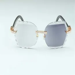 새로운 절단 Pochromic 렌즈 8300817-C 다이아몬드 선글라스 천연 흰색과 검은 색 하이브리드 버팔로 혼리 다기능 58-208K