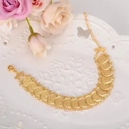 Sky Talent Bao Coin Bracelet 22k Gold GF Islâmico Muçulmano Árabe Coin Bracelete Mulheres Mulheres Country Árabe Jóias do Oriente Médio 3134