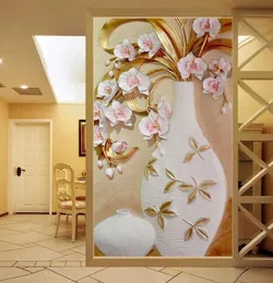 Custom Mural 3D -geprägter Blume Vase Eingangskorridor Mo Modern Designs Home Decor Self Adhäsive Tapeten LIVIS ROOM3026058