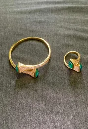 2021 العلامة التجارية Pure Sterling 925 Silver Jewelry for Women Pyramid Bangle Rings Set Natural Gemstone Gold Bracelet Ring Set4395895