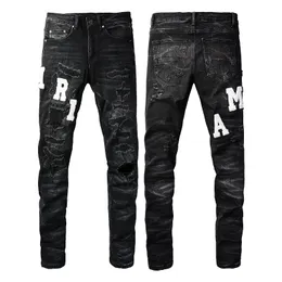 Amirj Jeans مصمم جينز جينز تصحيح نفس النمط مثل المشاهير رجال سراويل سراويل أزياء ماركة أميرز جينز فضفاضة الساق مستقيمة الساق