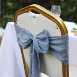 6st Wedding Cotton Satin Chair Sashes Bow Knot Ribbon Tie Band för Party El Event Banquet Birthday Decor 231222